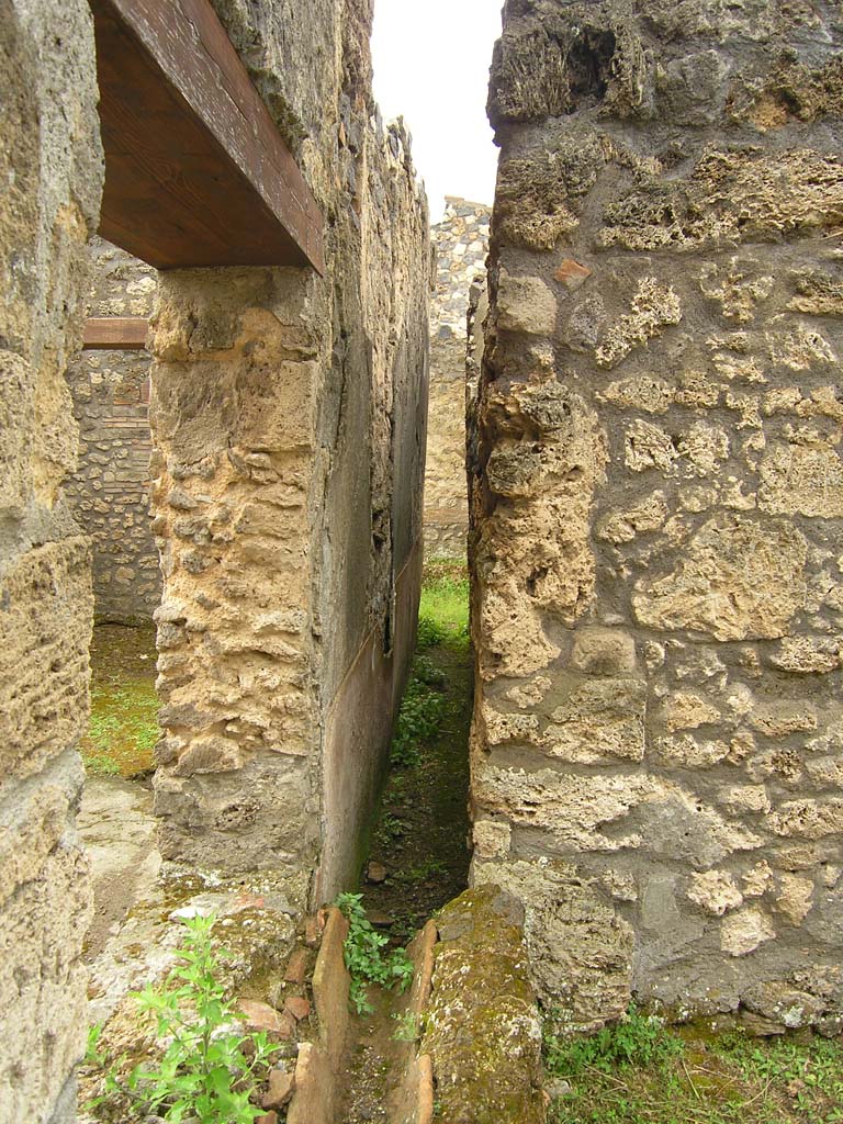 I.14.2 Pompeii. July 2008. South-east corner of Garden area M, looking south leading to area G.
Photo courtesy of Guilhem Chapelin.