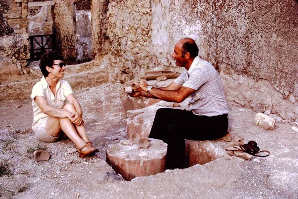 I.14.2 Pompeii. 1972. Looking south-east across triclinium. Photo by Stanley A. Jashemski. 
Source: The Wilhelmina and Stanley A. Jashemski archive in the University of Maryland Library, Special Collections (See collection page) and made available under the Creative Commons Attribution-Non Commercial License v.4. See Licence and use details. J72f0342