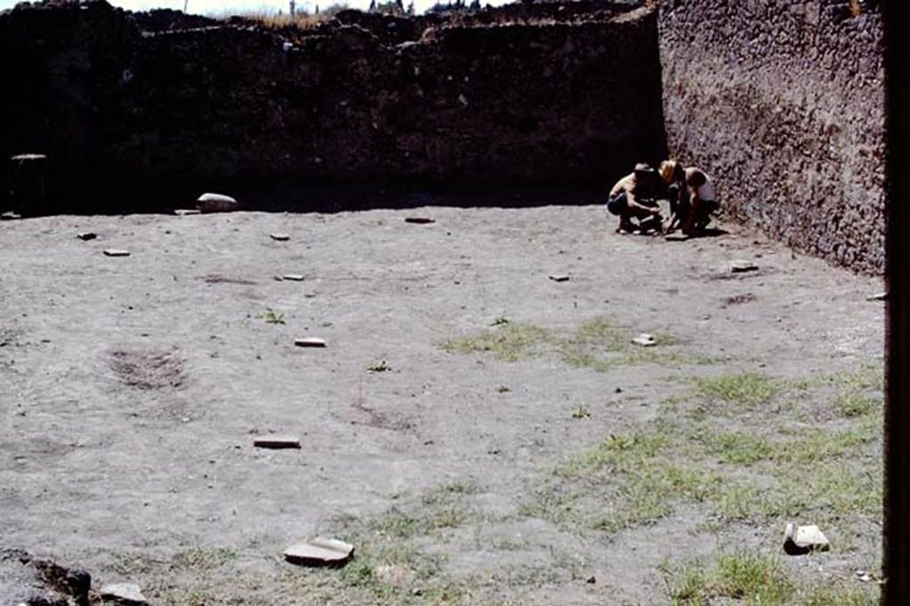I.14.2 Pompeii. 1972. Looking west across garden with root cuttings marked and protected by stones. Photo by Stanley A. Jashemski. 
Source: The Wilhelmina and Stanley A. Jashemski archive in the University of Maryland Library, Special Collections (See collection page) and made available under the Creative Commons Attribution-Non Commercial License v.4. See Licence and use details. J72f0708