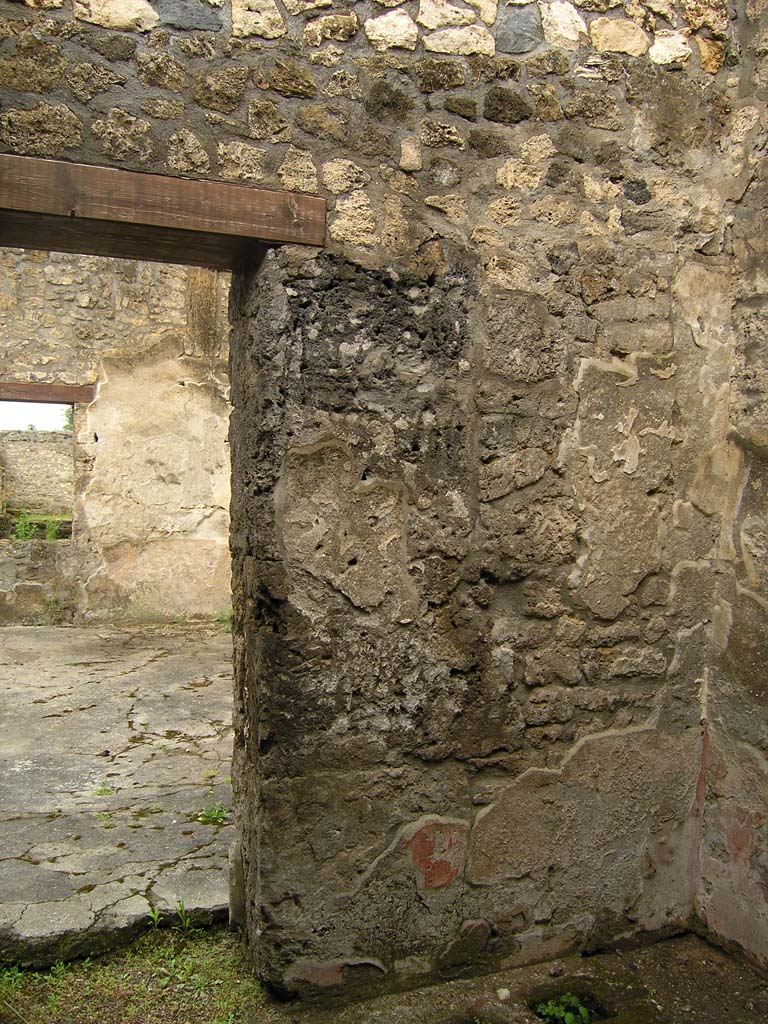 I.14.2 Pompeii. July 2008. Room C, west wall and north-west corner.
Photo courtesy of Guilhem Chapelin.