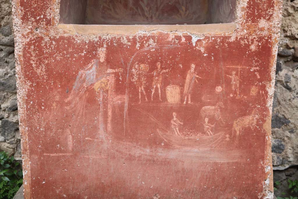 I.14.7 Pompeii. December 2018. Base of lararium. Photo courtesy of Aude Durand.