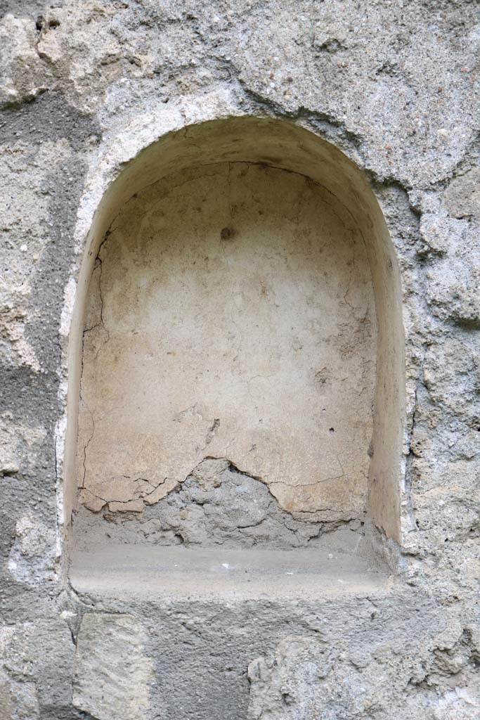 I.14.7 Pompeii. December 2018. 
Detail of arched niche on west wall of windowed triclinium. Photo courtesy of Aude Durand.