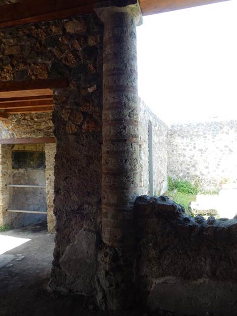 I.14.12, Pompeii. May 2018. Room 32, looking south-west towards doorway to room 3, and across peristyle, on right.
Photo courtesy of Buzz Ferebee.