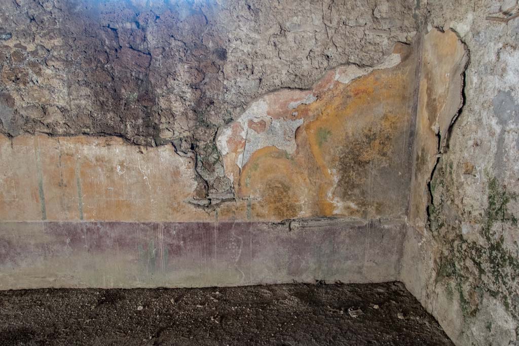 I.14.15 Pompeii. January 2019. Detail of painted decoration from west end of south wall of room on west side of bar-room.
Photo courtesy of Johannes Eber.