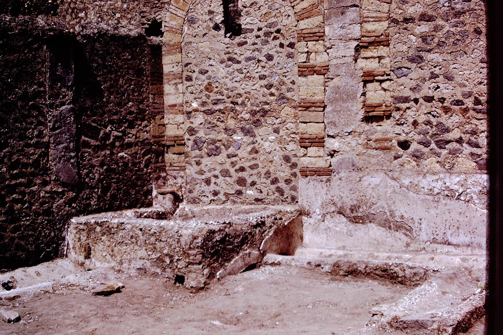 I.15.1 Pompeii. 1972. Detail of north-west corner of rear. Photo by Stanley A. Jashemski. 
Source: The Wilhelmina and Stanley A. Jashemski archive in the University of Maryland Library, Special Collections (See collection page) and made available under the Creative Commons Attribution-Non-Commercial License v.4. See Licence and use details.
J72f0637