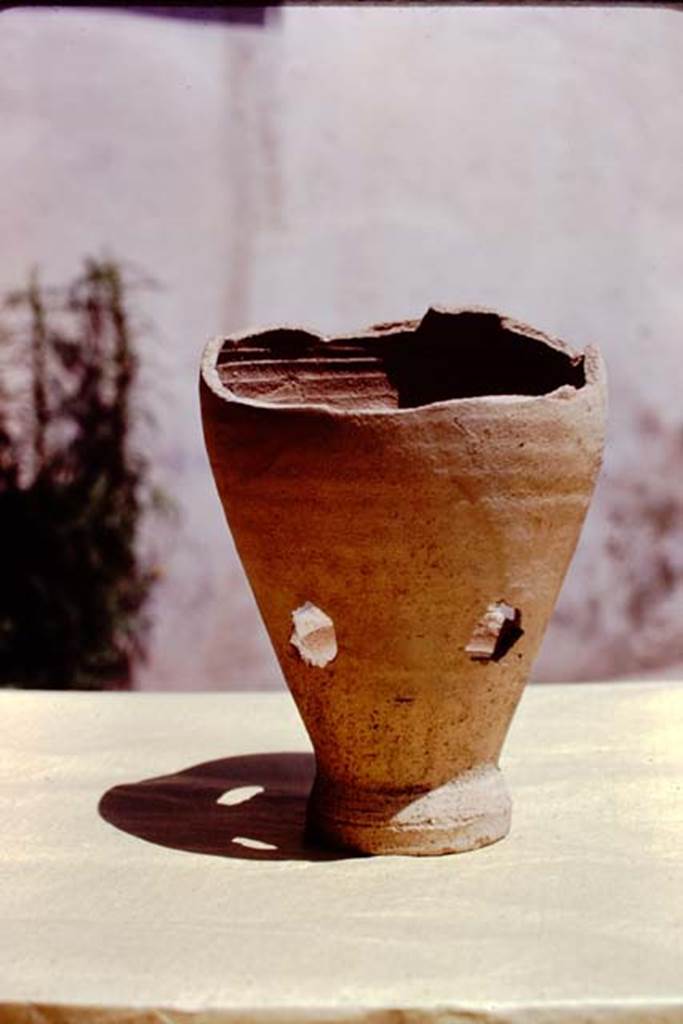 I.15.3 Pompeii, 1973. Detail of terracotta pot. Photo by Stanley A. Jashemski. 
Source: The Wilhelmina and Stanley A. Jashemski archive in the University of Maryland Library, Special Collections (See collection page) and made available under the Creative Commons Attribution-Non Commercial License v.4. See Licence and use details. J73f0192
