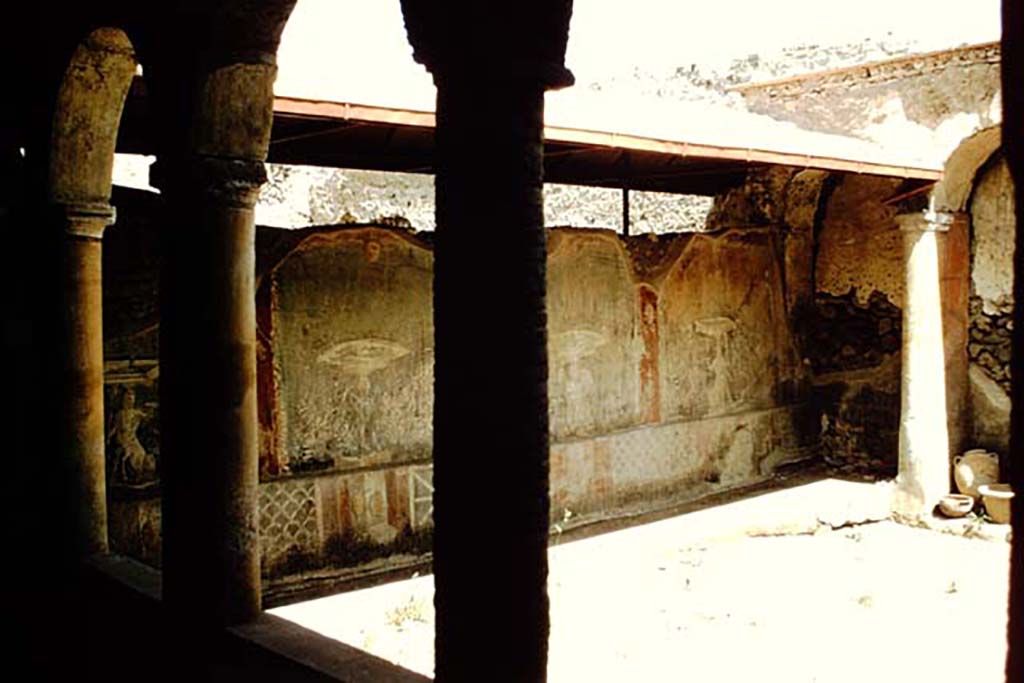 I.17.4 Pompeii. 1959. Looking east along north wall of peristyle garden. Photo by Stanley A. Jashemski.
Source: The Wilhelmina and Stanley A. Jashemski archive in the University of Maryland Library, Special Collections (See collection page) and made available under the Creative Commons Attribution-Non Commercial License v.4. See Licence and use details.
J59f0502