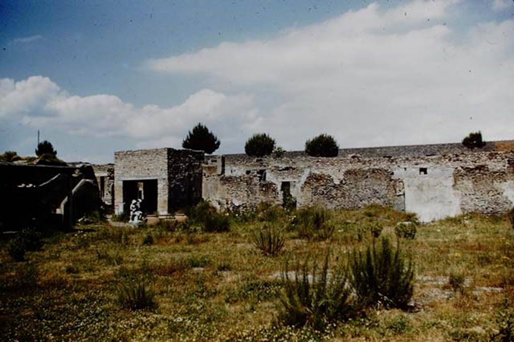 I.20.1 Pompeii. 1961. Looking north-east across garden area. On the right of the photo, the plastered wall with the position of the remains of the painted lararium can be seen.
Photo by Stanley A. Jashemski.
Source: The Wilhelmina and Stanley A. Jashemski archive in the University of Maryland Library, Special Collections (See collection page) and made available under the Creative Commons Attribution-Non Commercial License v.4. See Licence and use details.
J61f0475