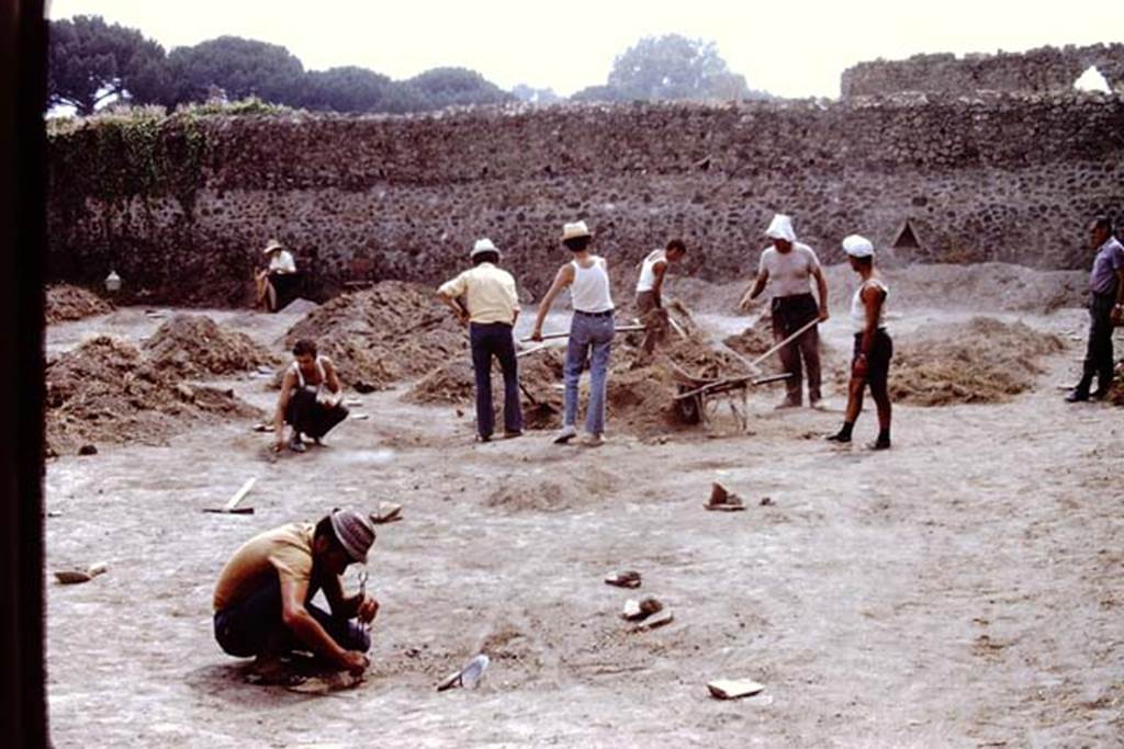 I.20.5 Pompeii. 1972. Looking west during excavations and cleaning of root cavities. Photo by Stanley A. Jashemski. 
Source: The Wilhelmina and Stanley A. Jashemski archive in the University of Maryland Library, Special Collections (See collection page) and made available under the Creative Commons Attribution-Non Commercial License v.4. See Licence and use details. J72f0083