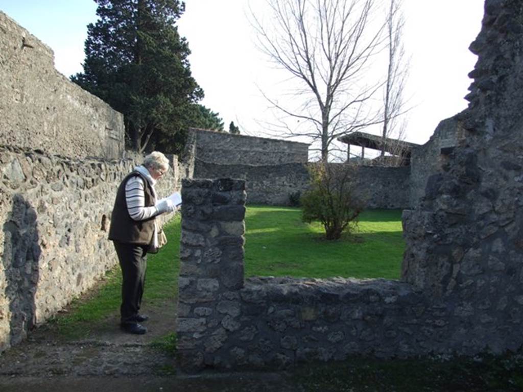 II.1.6 Pompeii. December 2007.  South wall of rear room with large window and doorway into garden of II.1.7.
