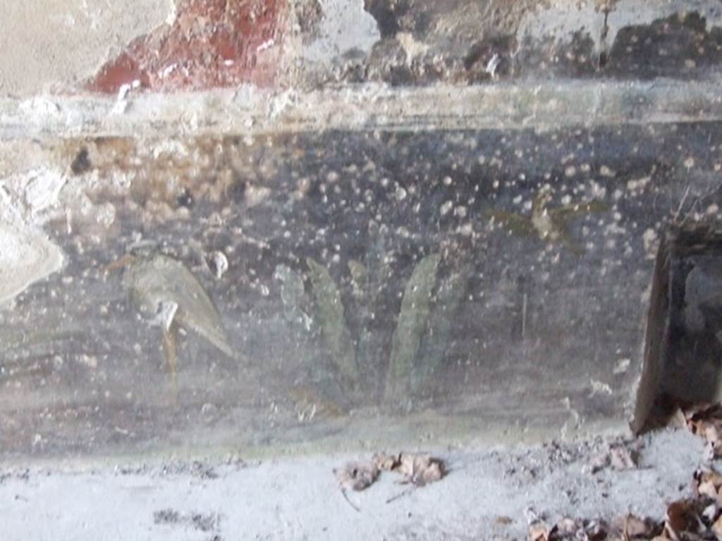 II.1.12 Pompeii. March 2009. Zoccolo with painted plants and heron from lower south wall of triclinium.