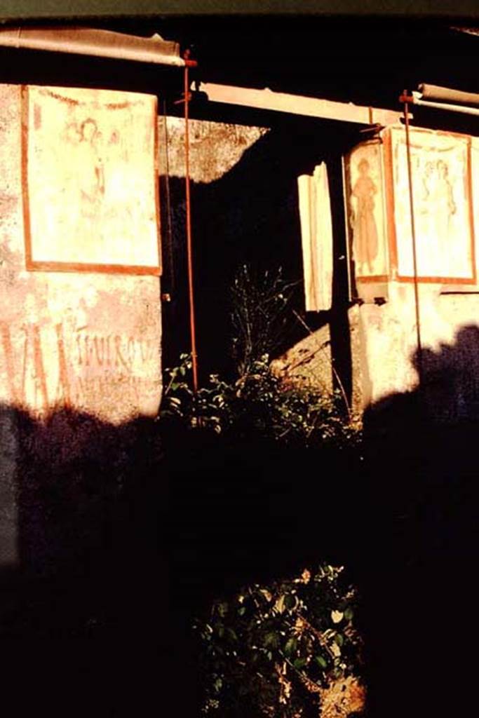 II.1.12 Pompeii, 1968. Doorway with painted graffiti on left of entrance. Photo by Stanley A. Jashemski.
Source: The Wilhelmina and Stanley A. Jashemski archive in the University of Maryland Library, Special Collections (See collection page) and made available under the Creative Commons Attribution-Non Commercial License v.4. See Licence and use details.
J68f0271