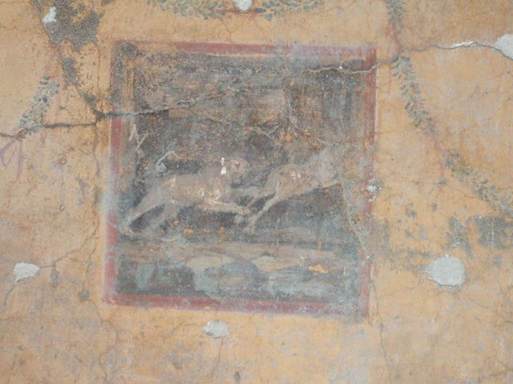 II.2.2 Pompeii. December 2005. Room “e”, painted panel of hunt scene.
