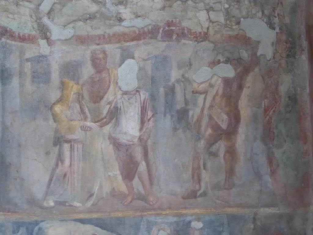 II.2.2 Pompeii. January 2017. Room “h”, east wall. The larger upper section depicting Hesione and Telamon.
Foto Annette Haug, ERC Grant 681269 DÉCOR.