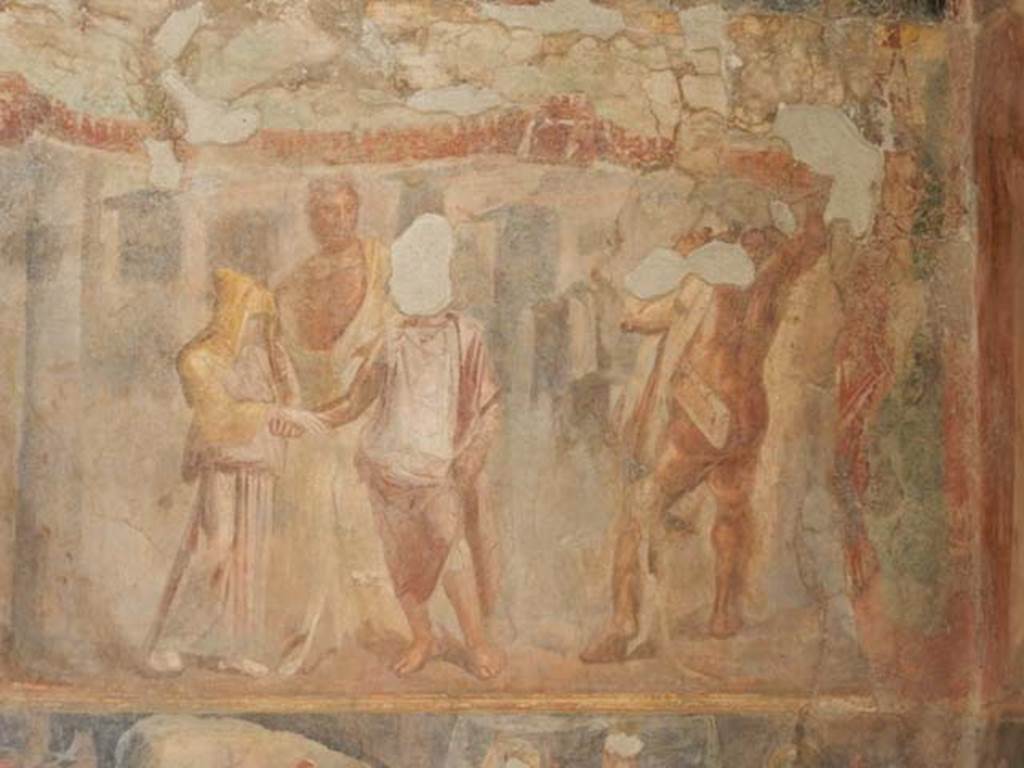 II.2.2 Pompeii. May 2016. Room “h”, south end of east wall. The larger upper section depicting Hesione and Telamon.
Photo courtesy of Buzz Ferebee.
Photo courtesy of Buzz Ferebee.