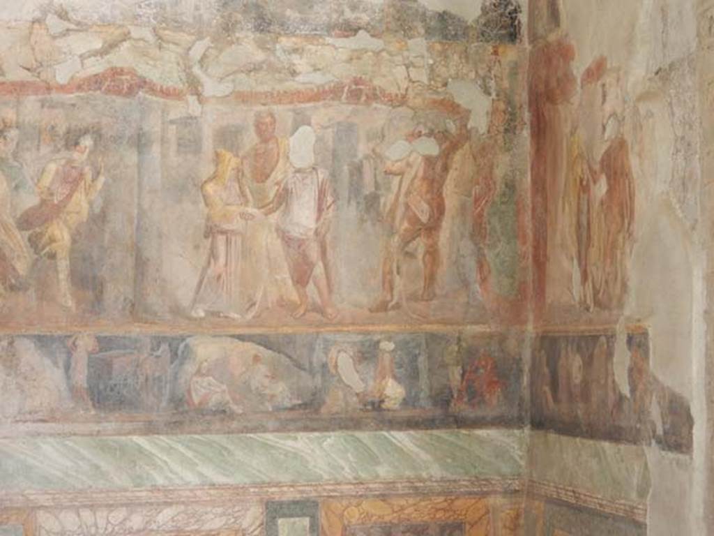 II.2.2 Pompeii. May 2016. Room “h”, south end of east wall and part of south wall.
Photo courtesy of Buzz Ferebee.
