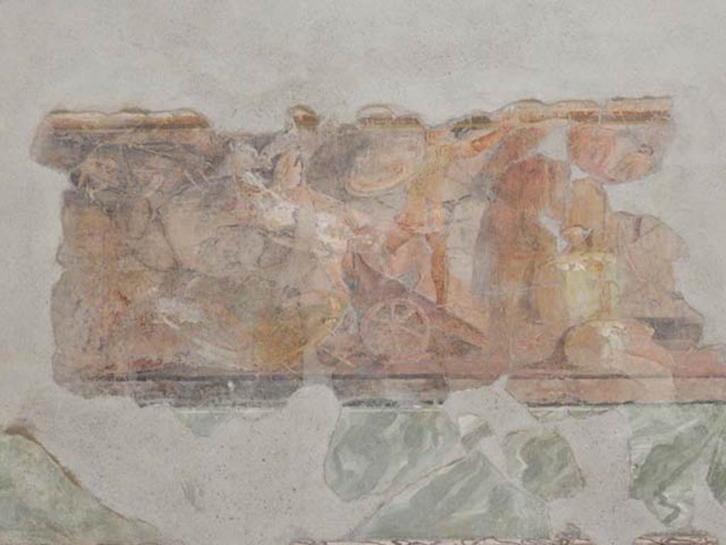II.2.2 Pompeii. May 2016. Room “h”, north wall. Patroclus fights wearing the armour of Achilles. 
Photo courtesy of Buzz Ferebee.