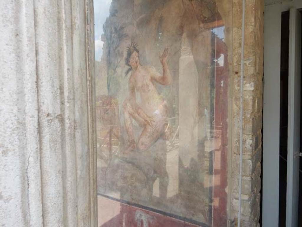 II.2.2 Pompeii. May 2016. Room “i”, west end of upper euripus. Detail of Diana bathing.
Photo courtesy of Buzz Ferebee.