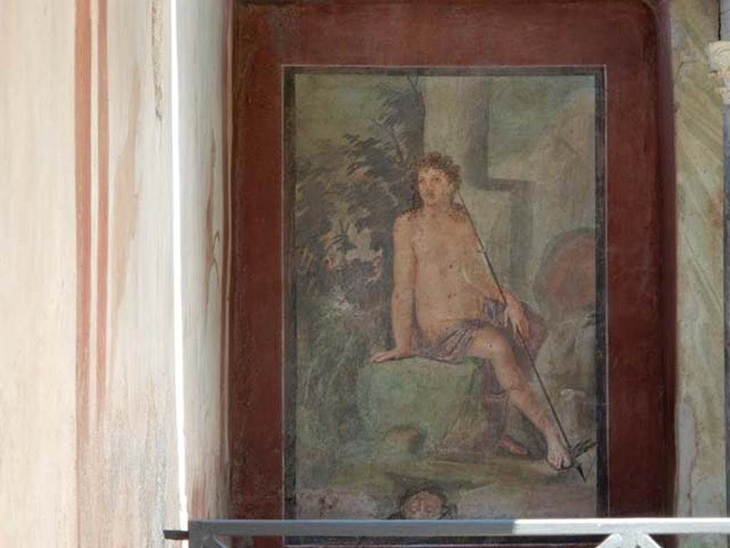 II.2.2 Pompeii. May 2016. 
Room “k”, painting of Narcissus from north end of east wall of summer dining room. Photo courtesy of Buzz Ferebee.