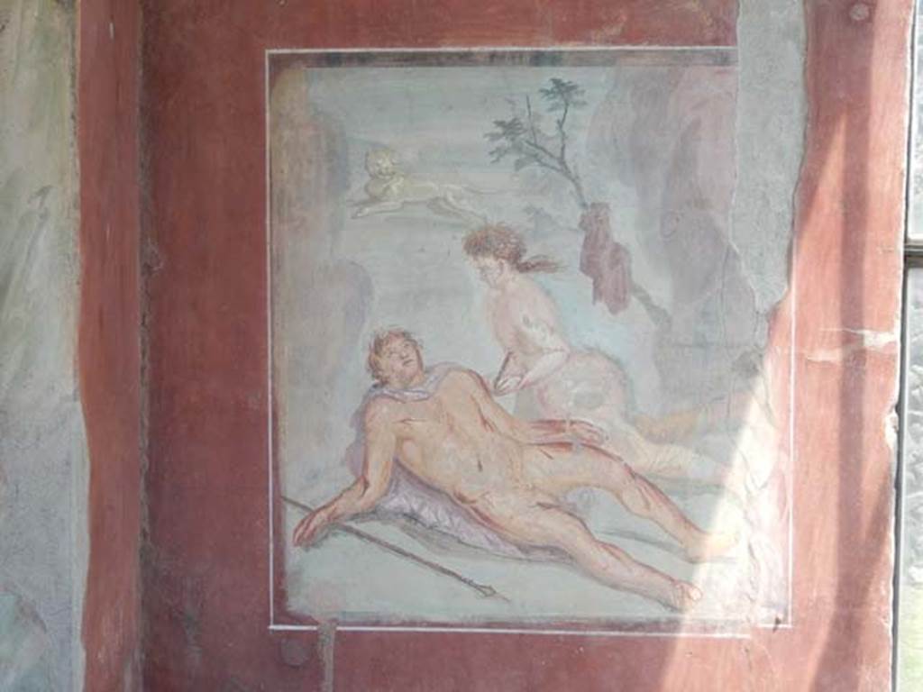 II.2.2 Pompeii. May 2016. Room “k”, painting of Pyramus and Thisbe, from east wall of summer dining room. Photo courtesy of Buzz Ferebee.