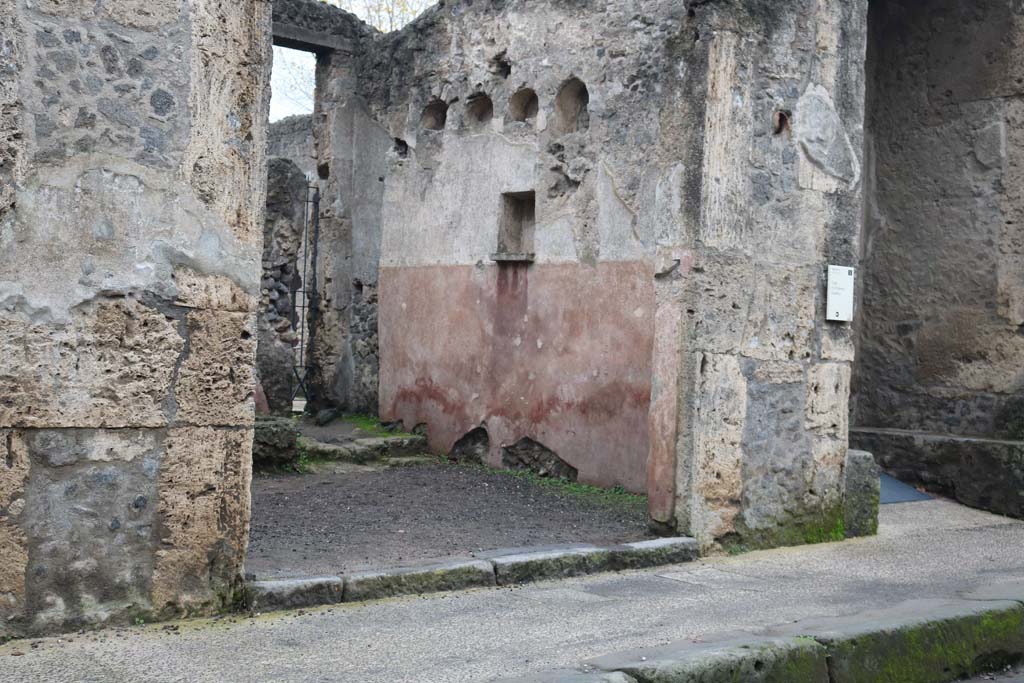 II.2.3 Pompeii. December 2018. 
Looking towards south-west corner and west wall from entrance doorway. Photo courtesy of Aude Durand.