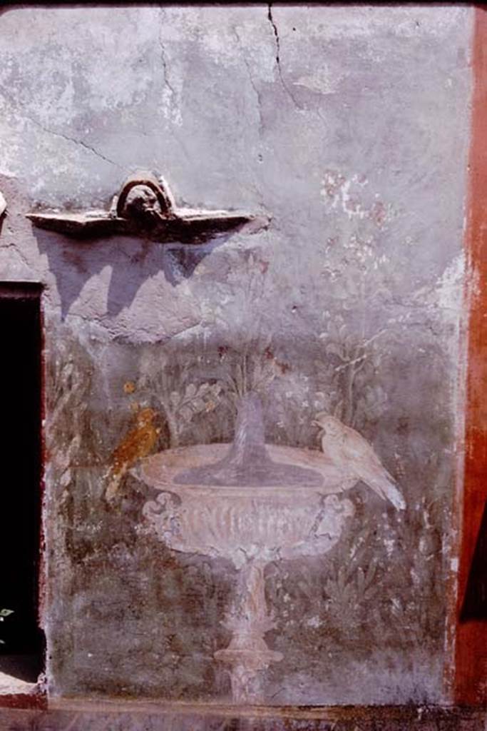 II.3.3 Pompeii. 1964. Room 11, painted panel on exterior wall of room 10.  Photo by Stanley A. Jashemski.
Source: The Wilhelmina and Stanley A. Jashemski archive in the University of Maryland Library, Special Collections (See collection page) and made available under the Creative Commons Attribution-Non Commercial License v.4. See Licence and use details.
J64f0930