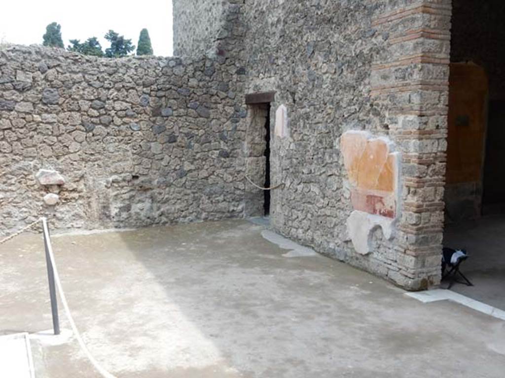 II.3.3 Pompeii. May 2016. Room 2, east wall of atrium, and south-east corner. Photo courtesy of Buzz Ferebee.