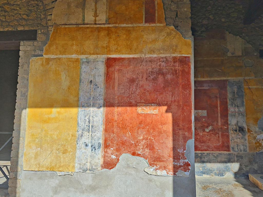 II.3.3 Pompeii. March 2024. 
Room 11, detail of painted decoration on north wall of north portico. Photo courtesy of Giuseppe Ciaramella.
