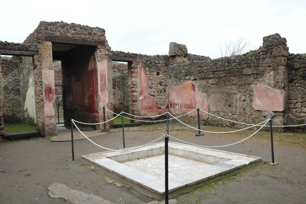 II.3.3 Pompeii, December 2018. 
Room 2, looking towards north-east corner of atrium, across impluvium. Photo courtesy of Aude Durand.