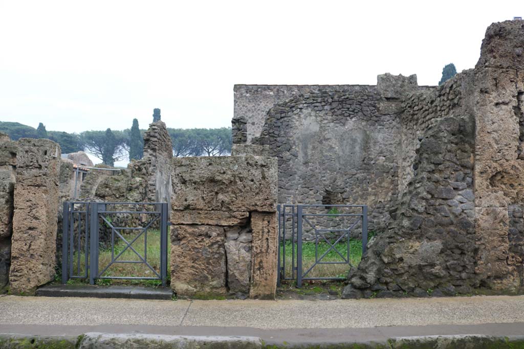 II.3.4 Pompeii. December 2018. Looking south towards entrance doorways.  
On the right is the doorway originally known as II.3.3A, but now recognised as part of II.3.4. Photo courtesy of Aude Durand.