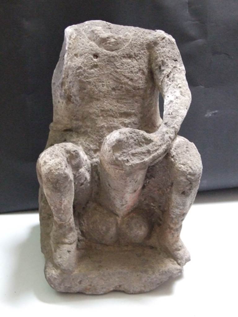 II.3.6 Pompeii.  March 2009.    Headless ithyphallic tufa statuette from the garden. Found in 1953.    SAP inventory number: 10017