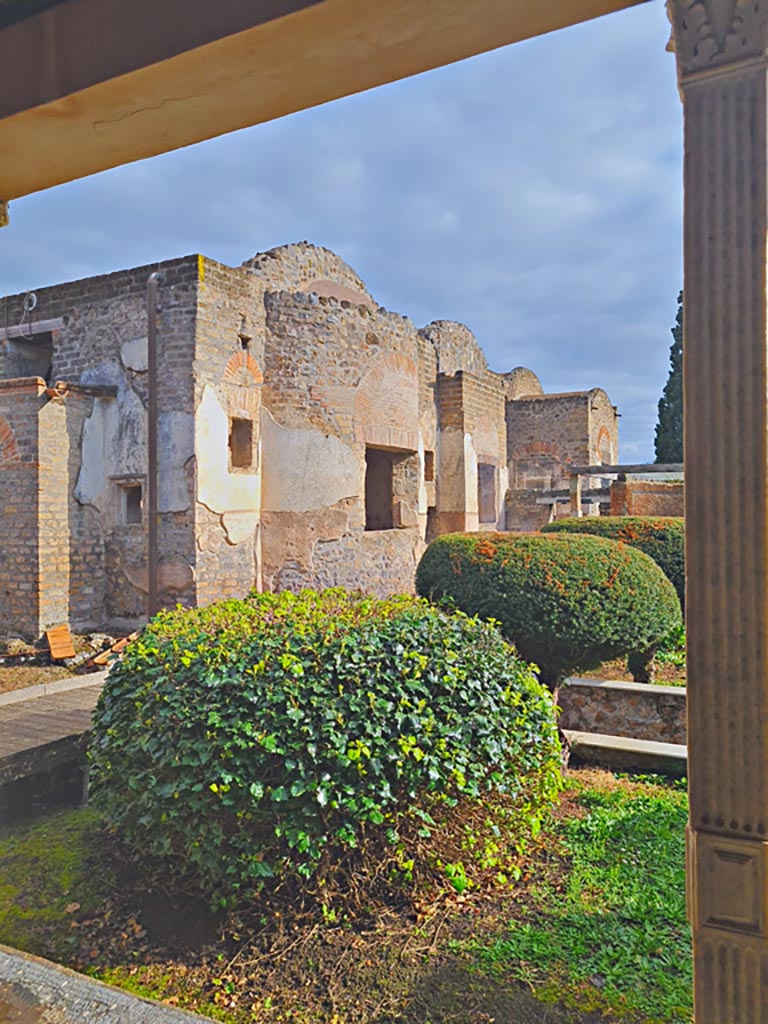 II.4.6 Pompeii. March 2024. 
Looking towards south side of baths’ area from west portico. Photo courtesy of Giuseppe Ciaramella.