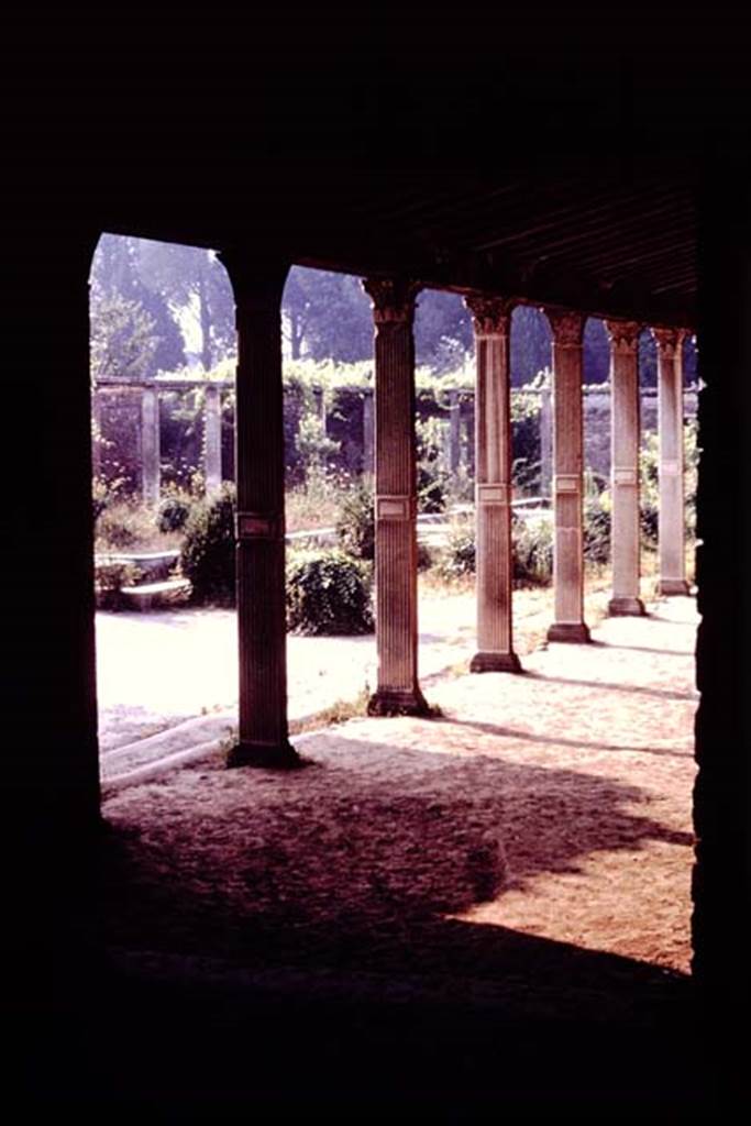 II.4.3 Pompeii. 1977. Looking south-east across garden, from west portico. 
Photo by Stanley A. Jashemski.   
Source: The Wilhelmina and Stanley A. Jashemski archive in the University of Maryland Library, Special Collections (See collection page) and made available under the Creative Commons Attribution-Non Commercial License v.4. See Licence and use details. J77f0439