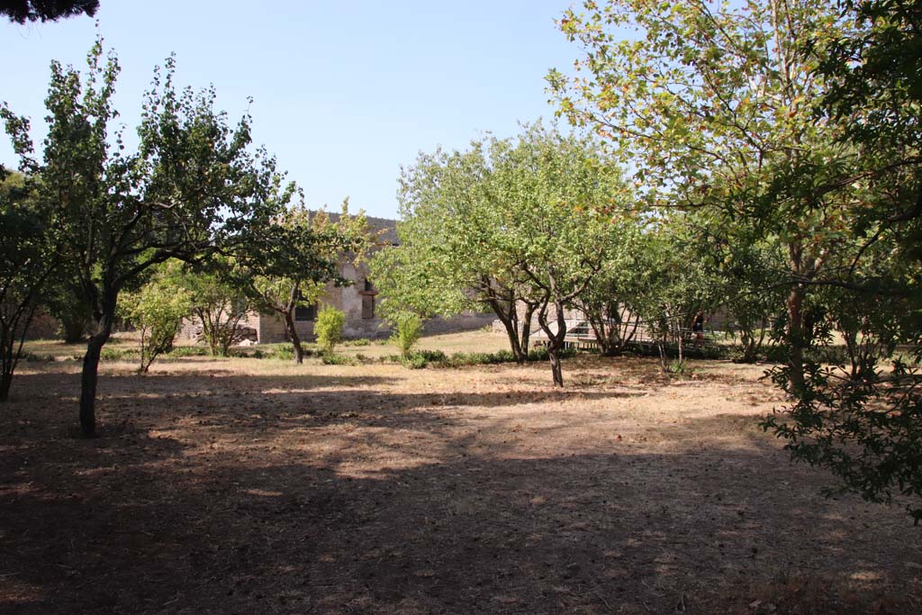 II.4.9 Pompeii. September 2019. Looking towards north-west of garden area, and area of rooms in either II.4.3, II.4.6 or II.4.10.
Photo courtesy of Klaus Heese.