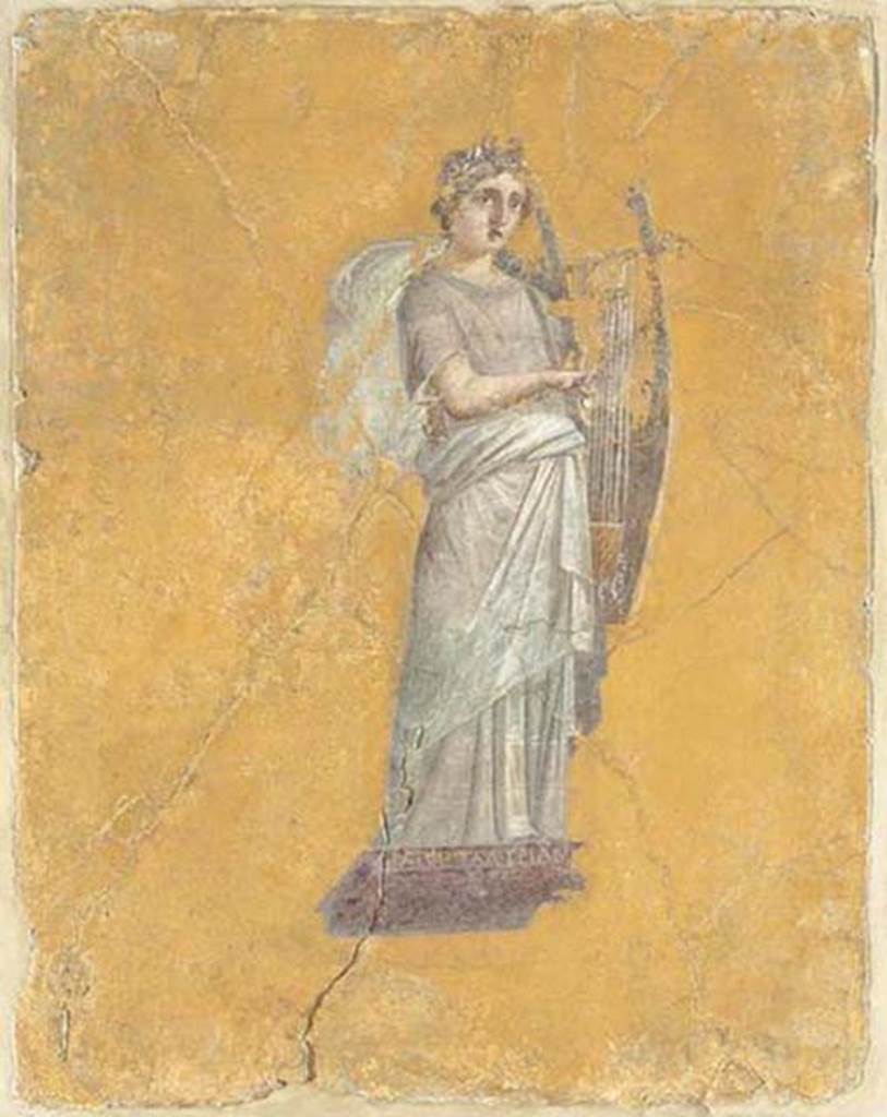 II.4.10/3 Pompeii. Found 20th July 1755 in cubiculum (Ambiente 97). 
Erato, the muse of lyric poetry. 
Now in the Louvre, Paris, inventory number P6.
