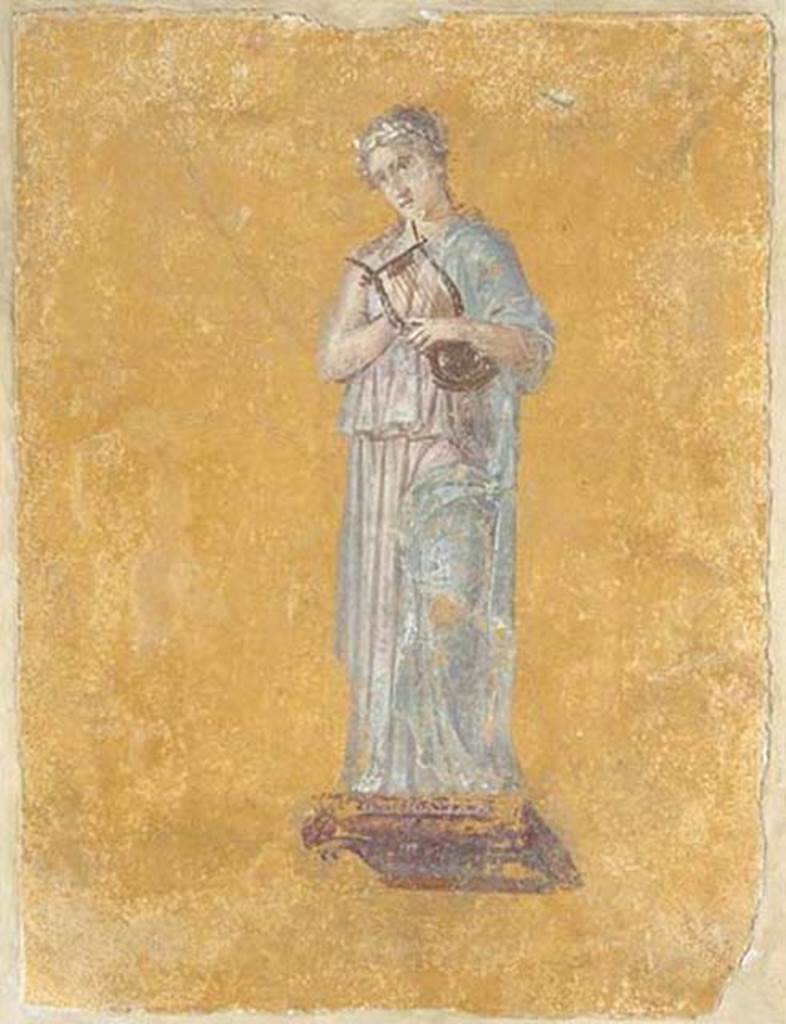 II.4.10/3 Pompeii. Found 20th July 1755 in cubiculum (Ambiente 97). 
Terpsichore, the muse of light music. 
Now in the Louvre, Paris, inventory number P7.