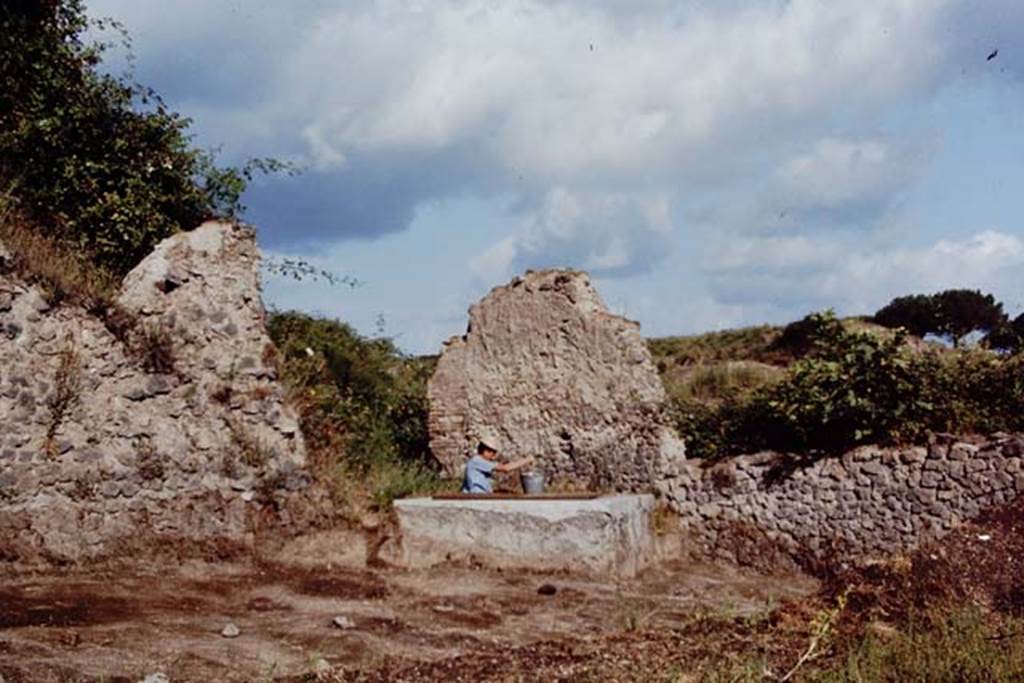 II.5 Pompeii, 1968.  Obtaining water for the cement. Photo by Stanley A. Jashemski.
Source: The Wilhelmina and Stanley A. Jashemski archive in the University of Maryland Library, Special Collections (See collection page) and made available under the Creative Commons Attribution-Non Commercial License v.4. See Licence and use details.
J68f0846