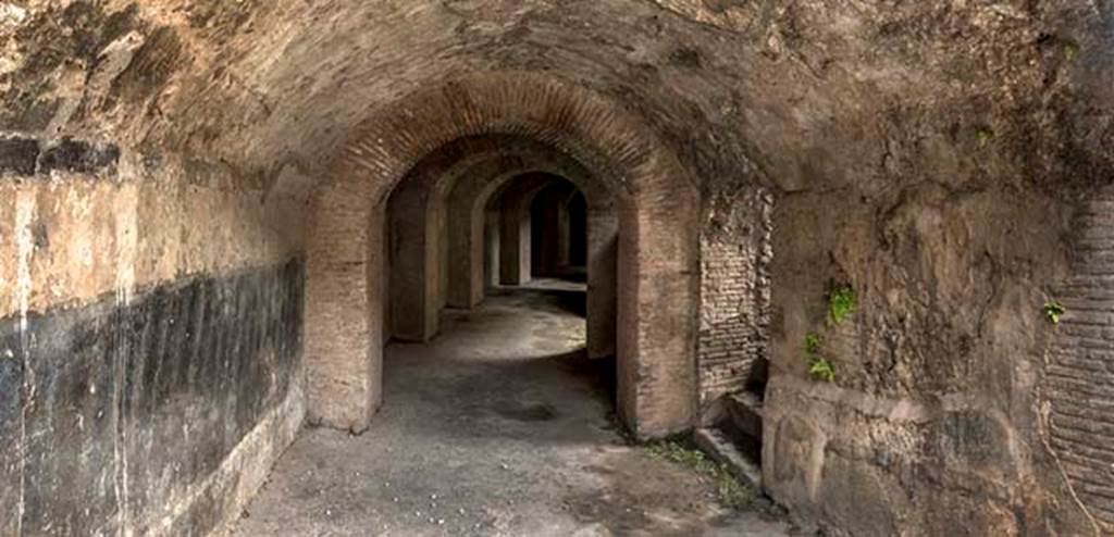 II.6 Pompeii. May 2017.  East corridor under Amphitheatre, looking south-east from north entrance corridor. Photo courtesy of John Puffer.