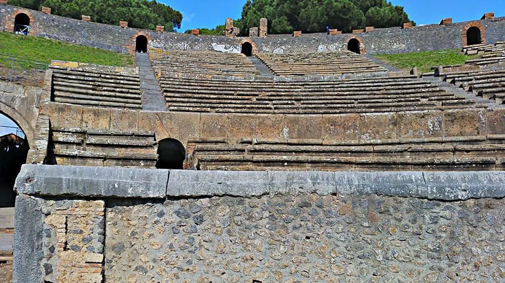 II.6 Pompeii. 2015/2016. 
Looking north in arena towards seating of amphitheatre, north-east corner. Photo courtesy of Giuseppe Ciaramella.