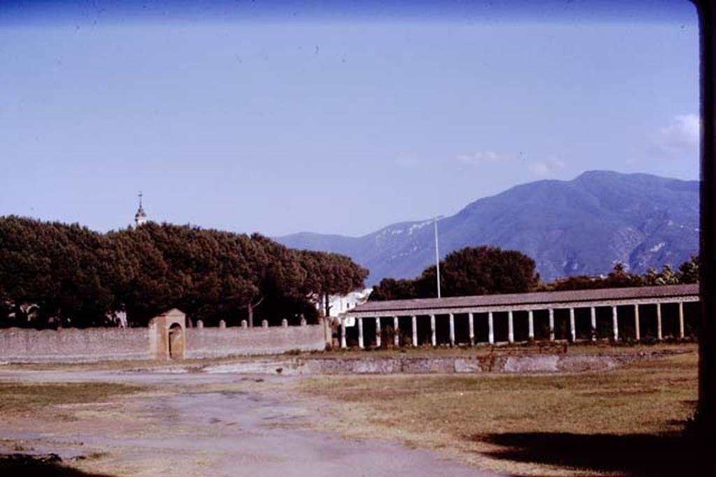 Palaestra Pompeii. 1970. Looking towards the south-east corner.  Photo by Stanley A. Jashemski.
Source: The Wilhelmina and Stanley A. Jashemski archive in the University of Maryland Library, Special Collections (See collection page) and made available under the Creative Commons Attribution-Non Commercial License v.4. See Licence and use details.
J70f0741