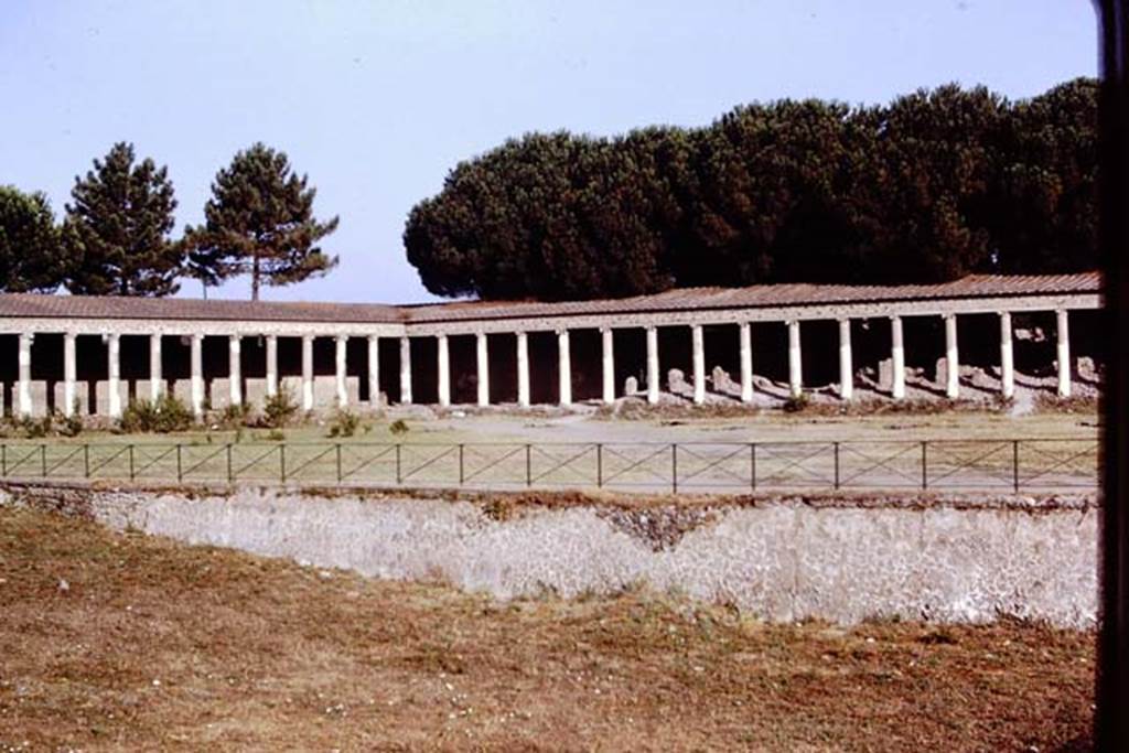 II.7.8 Pompeii. Palaestra. 1972. Looking across the pool towards the north-west corner.  Photo by Stanley A. Jashemski. 
Source: The Wilhelmina and Stanley A. Jashemski archive in the University of Maryland Library, Special Collections (See collection page) and made available under the Creative Commons Attribution-Non Commercial License v.4. See Licence and use details. J72f0594