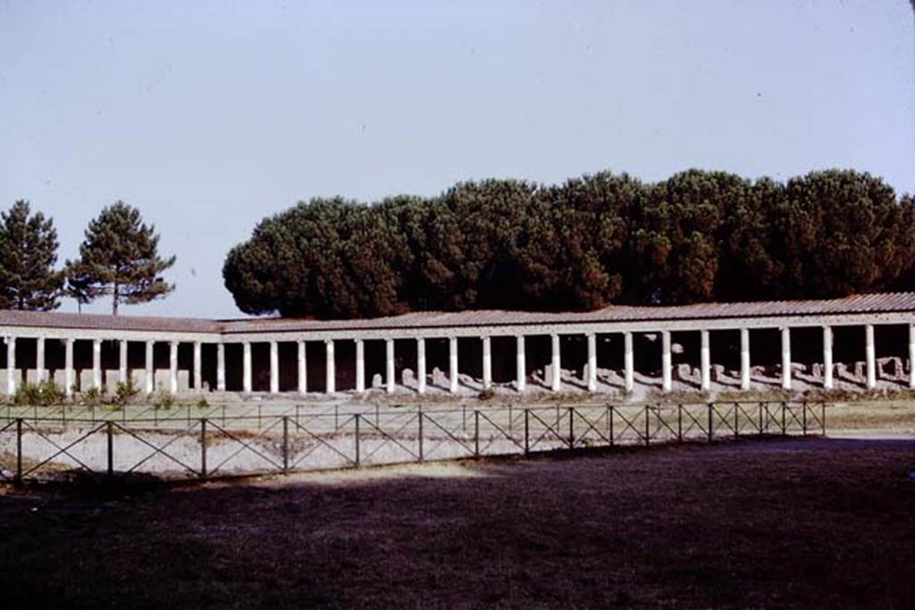 II.7.8 Pompeii. Palaestra. 1972. Looking across the pool towards the north-west corner and north side. Photo by Stanley A. Jashemski. 
Source: The Wilhelmina and Stanley A. Jashemski archive in the University of Maryland Library, Special Collections (See collection page) and made available under the Creative Commons Attribution-Non Commercial License v.4. See Licence and use details. J72f0595