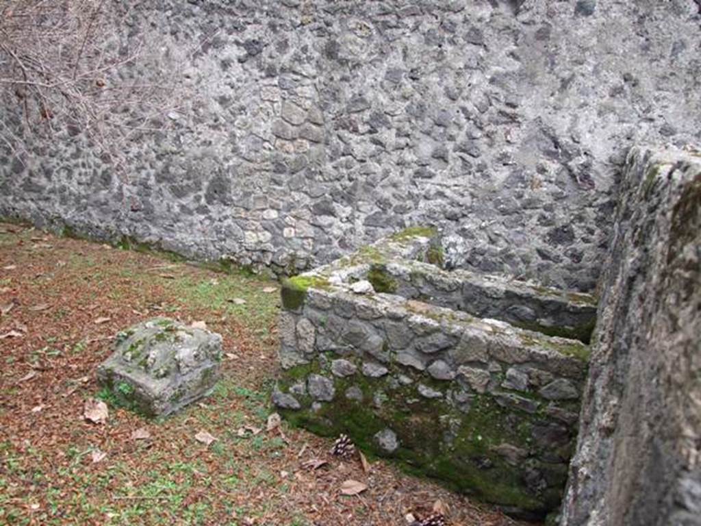 II.8.5 Officina di Sabbatino.  December 2007.  Double basin or trough in south west corner of garden area.