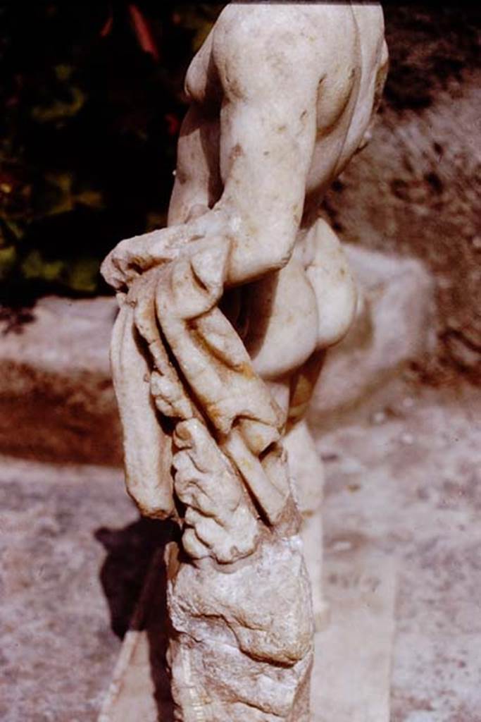 II.8.6 Pompeii. 1972. Detail from marble statuette of Hercules. Photo by Stanley A. Jashemski. 
Source: The Wilhelmina and Stanley A. Jashemski archive in the University of Maryland Library, Special Collections (See collection page) and made available under the Creative Commons Attribution-Non Commercial License v.4. See Licence and use details. J72f0308
