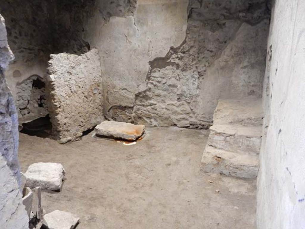 II.9.3, Pompeii. May 2018. Room 13, looking towards north wall, with stairs to upper floor. Photo courtesy of Buzz Ferebee.