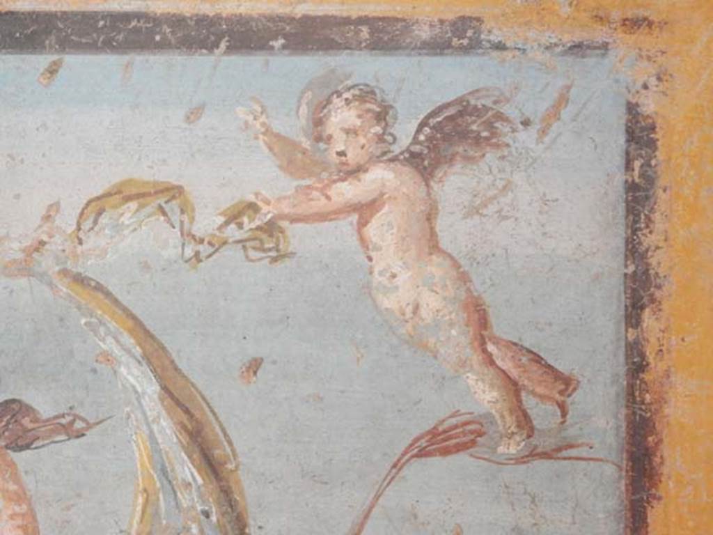 II.9.4, Pompeii. May 2018. Room 8, detail from central painting on west wall. Photo courtesy of Buzz Ferebee.