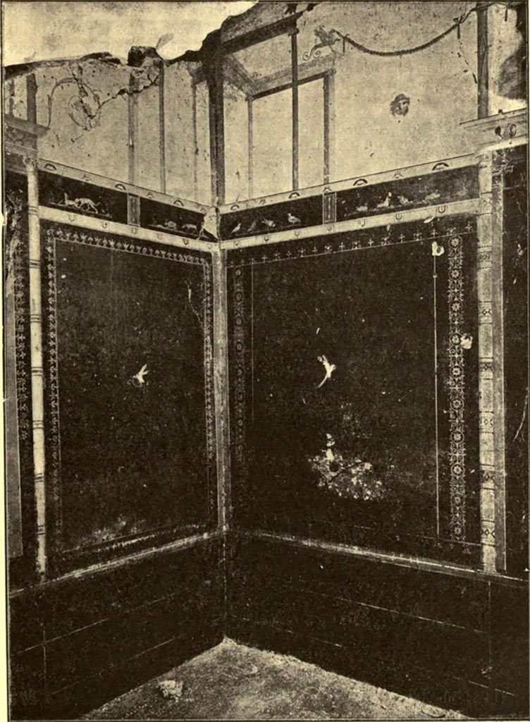 III.2.1 Pompeii. c.1915. 
Room 15, looking towards south-west corner in exedra/triclinium.
See Notizie degli Scavi di Antichità, 1915, (p.421, fig. 3).