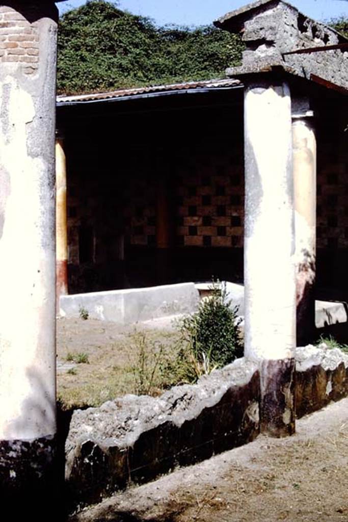 III.2.1 Pompeii. 1968. Looking north-west across garden area from east portico. Photo by Stanley A. Jashemski. 
Source: The Wilhelmina and Stanley A. Jashemski archive in the University of Maryland Library, Special Collections (See collection page) and made available under the Creative Commons Attribution-Non Commercial License v.4. See Licence and use details.
J68f1746