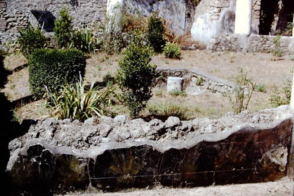 III.2.1 Pompeii. 1968. Looking west from east portico towards the decorated black wall. Photo by Stanley A. Jashemski.
Source: The Wilhelmina and Stanley A. Jashemski archive in the University of Maryland Library, Special Collections (See collection page) and made available under the Creative Commons Attribution-Non Commercial License v.4. See Licence and use details.
J68f1743