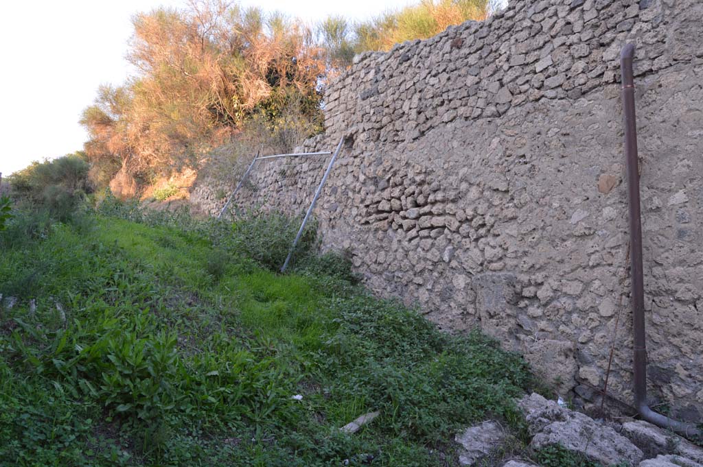 III.5.1 Pompeii, side wall, on right. October 2017. Looking towards east wall of unnamed vicolo between III.4, and III.5. 
Foto Taylor Lauritsen, ERC Grant 681269 DÉCOR.